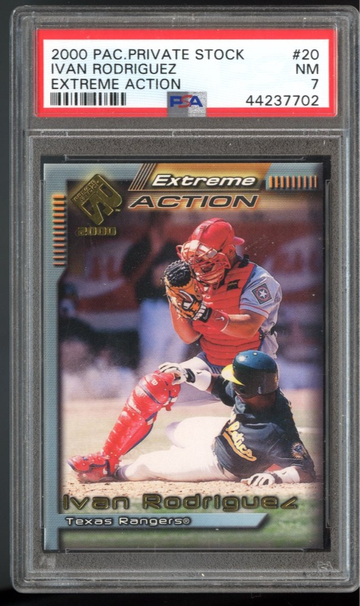 2000 Pacific Private Stock Ivan Rodriguez Extreme Action #20 PSA 7 NM - Rangers