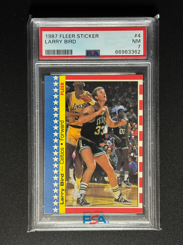Larry Bird 1987 Fleer Sticker PSA 7