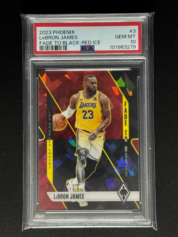 LeBron James 2023 Phoenix Fade to Black Red Ice PSA 10