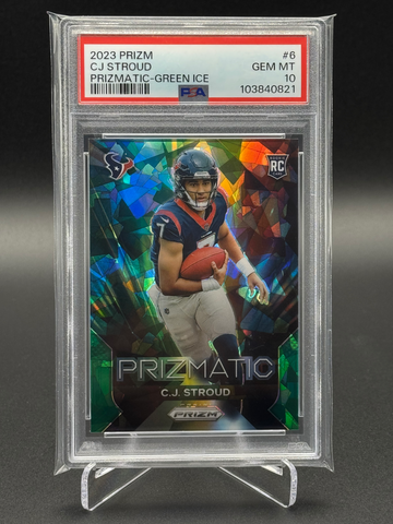 CJ Stroud 2023 Prizm Prizmatic Green Ice PSA 10