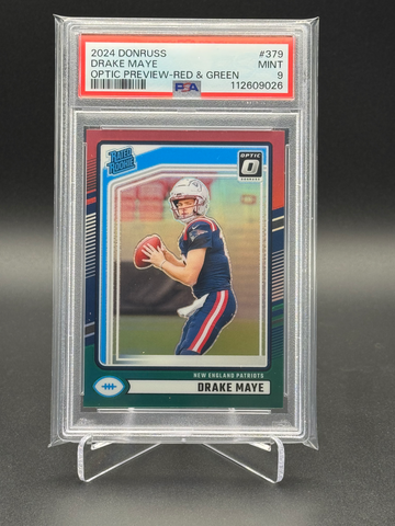Drake Maye 2024 Donruss Optic Preview Red Green PSA 9