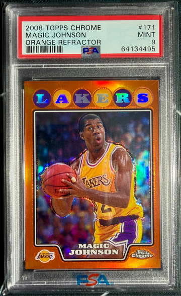2008 Topps Chrome Magic Johnson Orange Refractor /499 PSA 9 