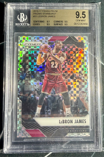 LeBRON JAMES 2016-17 Panini Prizm 31 Starburst Checkerboard Prizm BGS 9.5