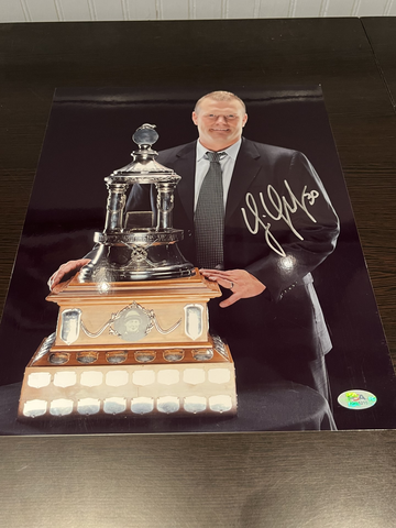 Tim Thomas Signed Autographed 11x14 Photo Bruins Vezina Trophey PSA/DNA COA