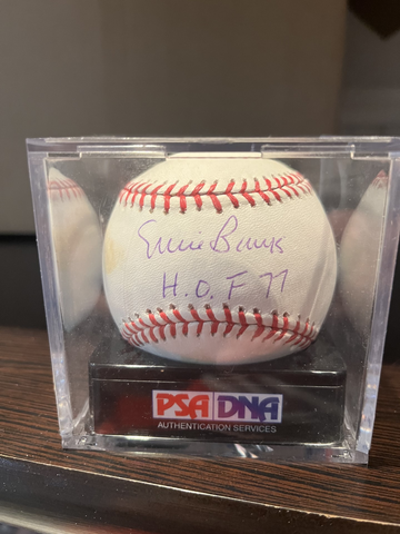 Ernie Banks Signed Autographed ROMLB Baseball PSA DNA COA PSA 10 Auto w/HOF 77
