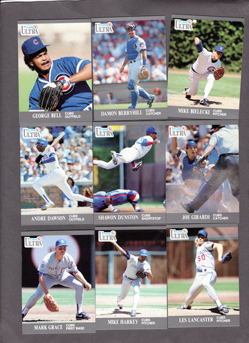 1991 Fleer Ultra Chicago Cubs Team Set 17 Cards Maddux Dawson Sandberg