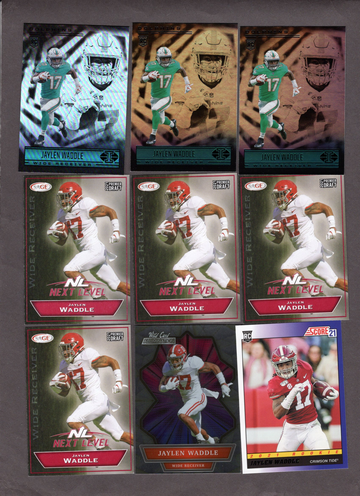 Jaylen Waddle Football Card Lot (18) - Mostly Rookies, Nice Variety Dolphins