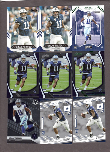 Micah Parsons Football Card Lot (15) - Mostly Rookies, Nice Variety Cowboys