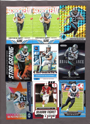 Lot of (24) Christian McCaffrey Football Cards - Inserts, Parallels Nice Variety