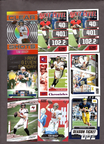 Lot of (22) Tom Brady Football Cards - Inserts, Parallels Nice Variety