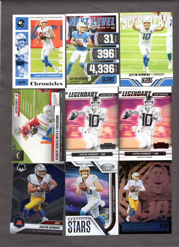 Lot of (30) Justin Herbert Football Cards - Nice Variety Includes Rookie