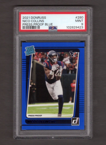 2021 Donruss Press Proof Blue #280 Nico Collins PSA 9 RC Rookie Texans