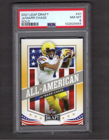 2021 Leaf Draft Gold #41 JaMarr Chase PSA 8 RC Rookie Bengals