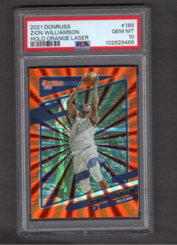 2021 Donruss Holo Orange Laser #189 Zion Williamson PSA 10 Pelicans