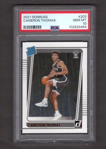 2021 Donruss #203 Cameron Thomas PSA 10 RC Rookie Nets