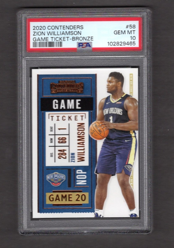 2020 Contenders Game Ticket Bronze #58 Zion Williamson PSA 10 Pelicans