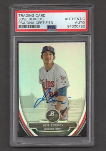 Jose Berrios Signed Autographed 2013 Bowman Platinum #84 RC PSA DNA COA