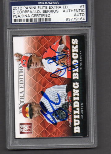 Carlos Correa Jose Berrios Autographed 2012 Elite Extra Edition #7 PSA DNA COA RC