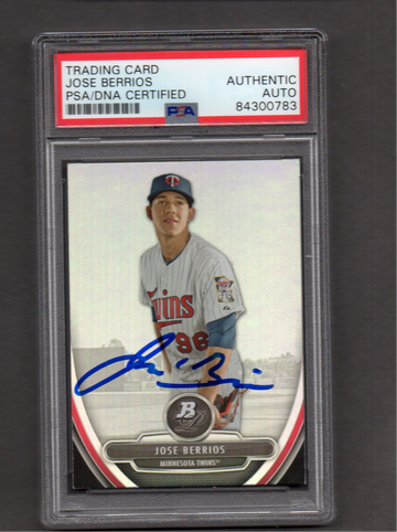 Jose Berrios Signed Autographed 2013 Bowman Platinum #84 RC PSA DNA COA