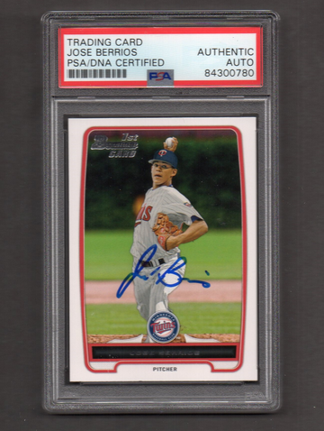 Jose Berrios Signed Autographed 2013 Bowman Draft #16 RC PSA DNA COA