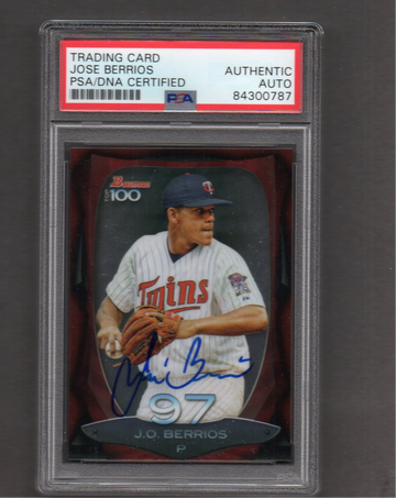 Jose Berrios Signed Autographed 2013 Bowman Top100 #97 RC PSA DNA COA