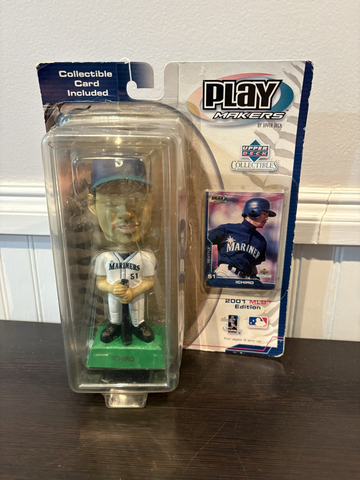 2001 Upper Deck Playmakers Ichiro Suzuki Rookie Bobblehead & Card NIB