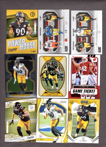 Lot of (16) TJ Watt Football Cards - Inserts, Nice Variety Steelers