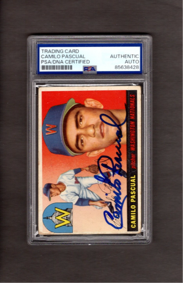 Camilo Pascual Signed Autoraphed 1955 Topps #84 PSA DNA COA RC