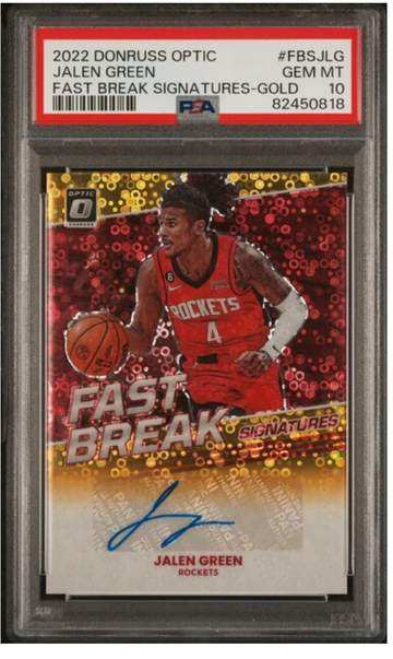 Jalen green 2022 optic fast break gold auto #/10 psa 10!!!