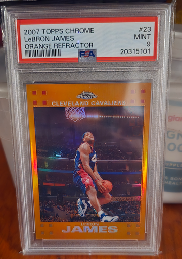Lebron james 2007 topps chrome orange refractor #/199 psa 9