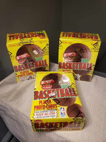 Lot of 3 - 1990 Fleer Basketball Wax Box BBCE Verified and Wrapped!