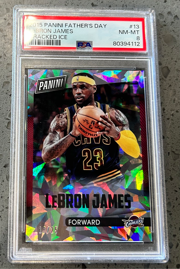 2015 Panini Fathers Day LeBron James Cracked Ice PSA 8