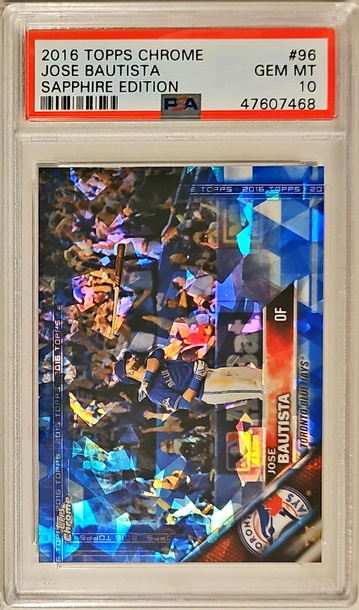 2016 Topps Chrome Jose Bautista Sapphire Bat Flip PSA 10