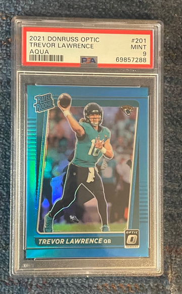 2021 Donruss Optic Trevor Lawrence RC PSA 9 Aqua Parallel/299