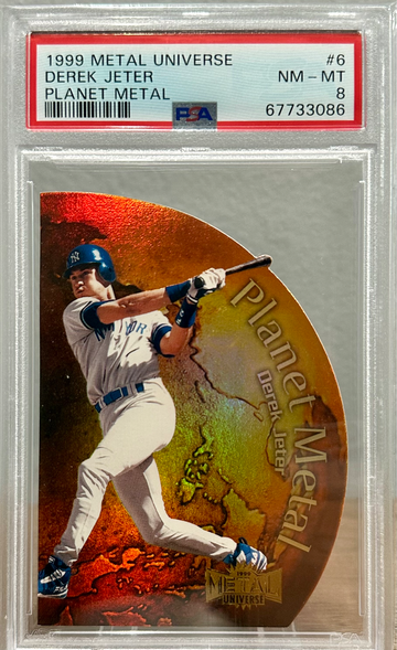 1999 Metal Universe Derek Jeter Planet Metal PSA 8