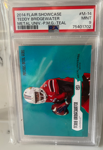 2014 Flair Showcase Teddy Bridgewater RC Metal Universe PMG Teal PSA 9 /100