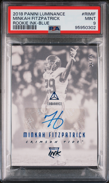 2018 Panini Luminance Minkah Fitzpatrick Rookie Ink - Blue /75 PSA 9