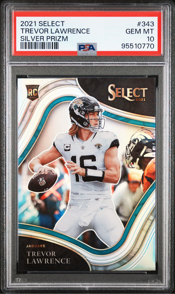 2021 panini select Trevor Lawrence field level silver prizm #343 PSA 10