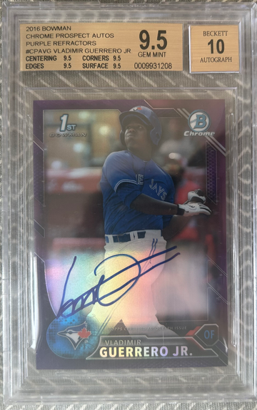 2016 1st Bowman Chrome VLADIMIR GUERRERO Jr SP RC PURPLE REFRACTOR /250 BGS 9.5 / 10 Auto! True Gem!