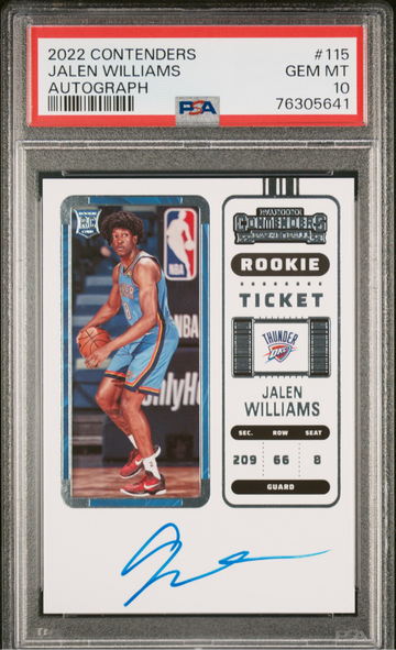 2022 Contenders Jalen Williams RC Auto PSA 10