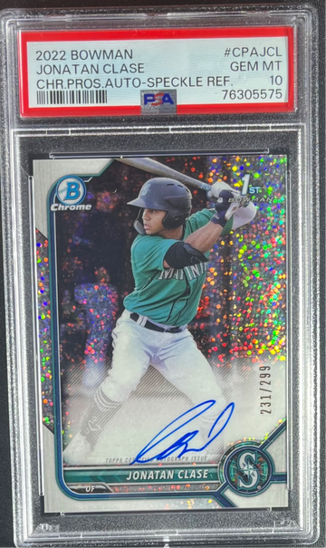 2022 Bowman Chrome Jonatan Clase Speckle Auto /299 PSA 10