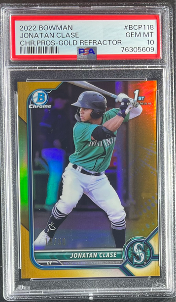 2022 Bowman Chrome Jonatan Clase Gold /50 PSA 10