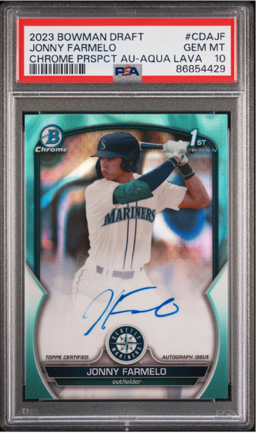2023 Bowman Draft Jonny Farmelo Aqua Lava /199 PSA 10