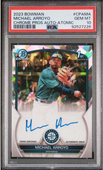 2023 Bowman Michael Arroyo Atomic Auto /100 PSA 10