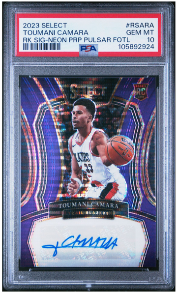 2023 Select Toumani Camara FOTL Purple Pulsar Rookie Signature /15 PSA 10