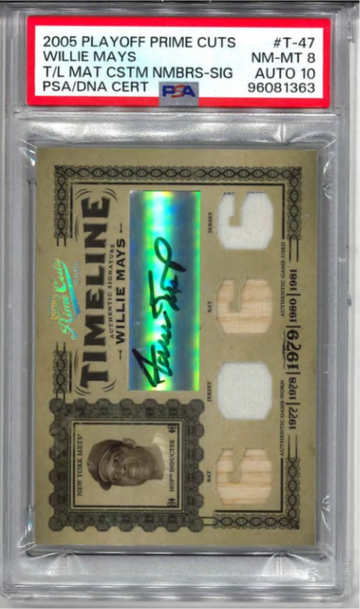 Willie Mays 2005 Playoff Prime Cuts Auto/ game used 