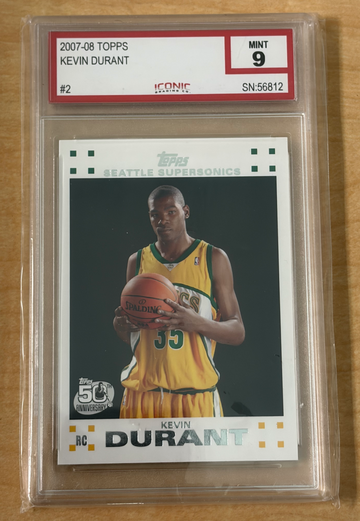 2007-08 ICONIC Mint 9 Kevin Durant Topps White RC #2 Rookie