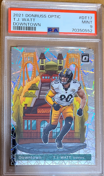2021 Panini Donruss Optic - Downtown #DT-17 T.J. Watt PSA 9
