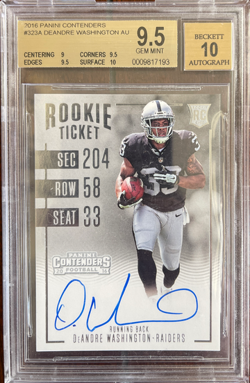 2016 Panini Contenders Deandre Washington Rookie Auto - Raiders