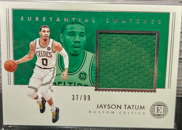 2018-19 Encased Jayson Tatum Substantial Swatches Patch #37/99 GAME WORN